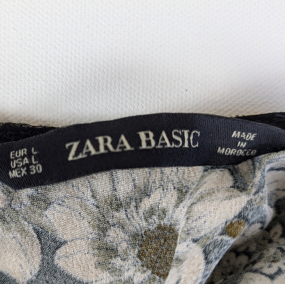 Zara Women's Basic Floral Green Print Mini Dress 3/4 Sleeves Viscose - Picture 12 of 12